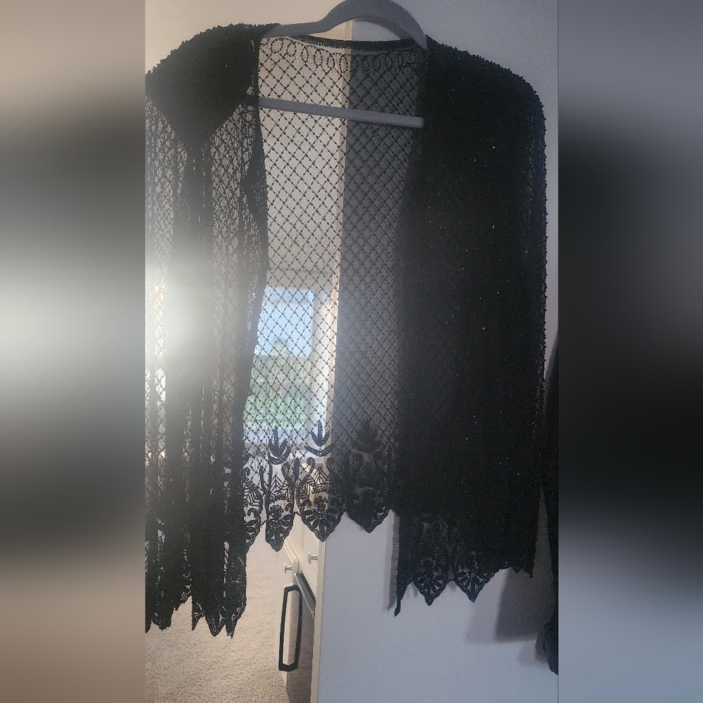 Elegant Black Lace Women's Sweater